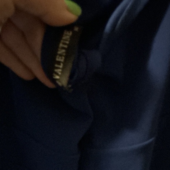 Valentine Cobalt Blue Strapless Dress with Floral Accent - Picture 2 of 4